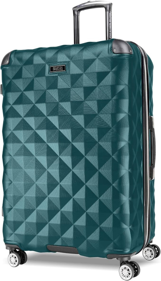 Kenneth Cole REACTION Diamond Tower Collection Lightweight Hardside Expandable 8-Wheel Spinner Travel Luggage, Deep Teal, 28-Inch Checked