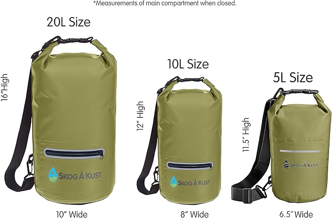Skog Å Kust DrySak - Roll Top Waterproof Bag for Travel & Outdoors - 5, 10 & 20 Liter sizes