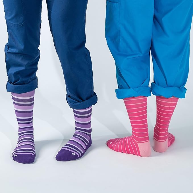Medical Grade Compression Socks for Men & Women 15-20 mmHg by OrthoSleeve (Purple w/Stripes, X-Large)