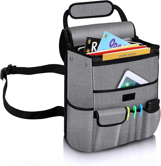 Car Front Seat Organizer| Efficient Car Organizers and Storage | Laptop,Tablet Pockets, Adjustable Straps,Kid-Friendly, Multi-Pocket, Cup Holders, Sturdy and Durable, Grey