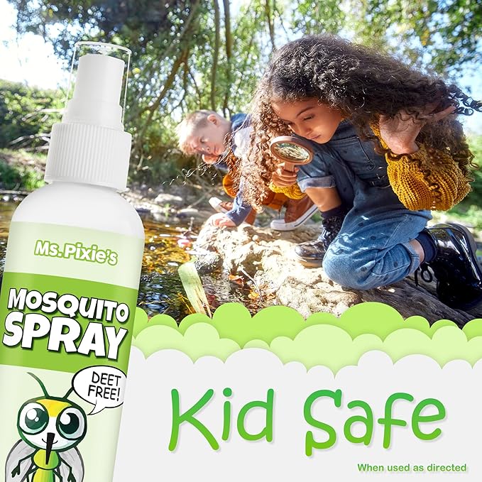 Ms. Pixie's Mosquito Spray, DEET-Free Insect Repellent for Skin & Outdoor Protection, 6 oz (180mL)
