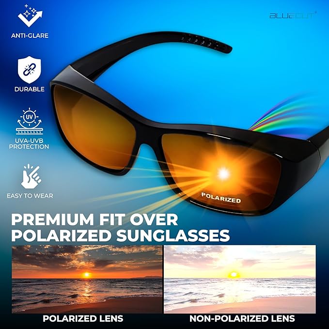BLUE CUT Fit Over Polarized Sunglasses Solar Shield Sunglasses To Wear Over Glasses