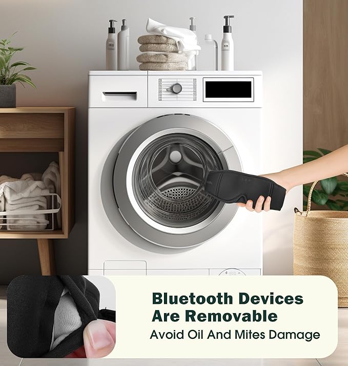 3D Bamboo Cotton Sleep Mask with Headphones Bluetooth 5.4, LC-dolida 2025 New Bluetooth Sleep Mask Headphones for Side Sleepers Women Men, Sustainable Luxury for Better Sleep