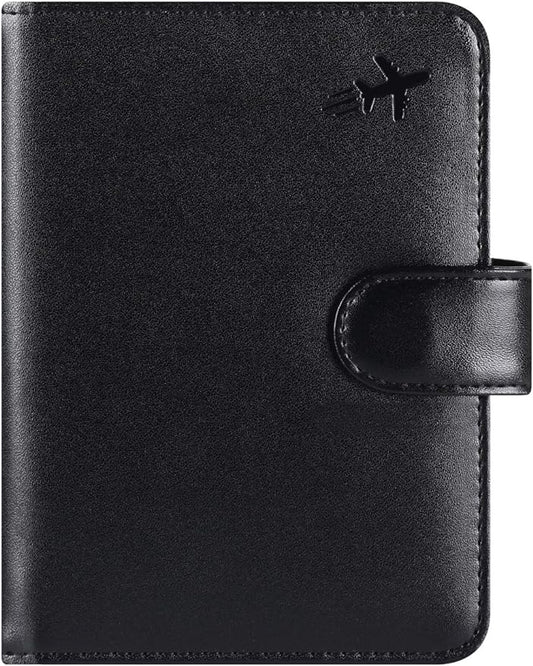 Passport Holder Cover Wallet RFID Blocking Leather Card Case Travel Accessories for Women Men (#Black)