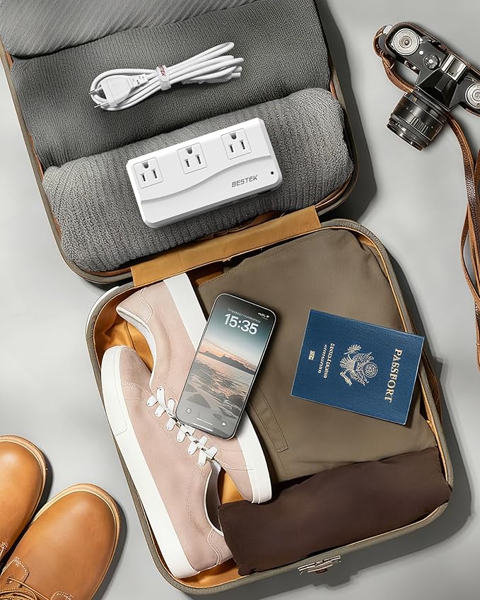 BESTEK 220v to 110v Voltage Converter, US to Europe Converter for Hair Straightener/Curling Iron, 250W Power Converter for European Travel, (EU/UK/AU/JP/India/South Africa Universal Plug Adapter)