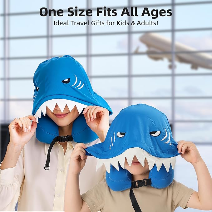 Cooling Fabric Privacy-Friendly Neck Pillow for Kids & Adults, Sensory-Friendly Memory Foam Hooded Pillow for Airplane, Portable, Ultimate Comfort Travel Gifts(Summer)