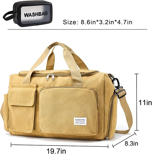 Small Gym Bag for Women, Travel Duffle Bag Carry On Weekender Bag with Shoe Compartment