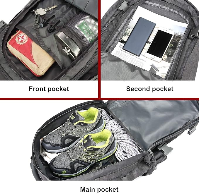 Greencity Laptop Backpacks Tactical 3 Day Expandable Bug Out Bag Classic Case Travel Hiking，Gray