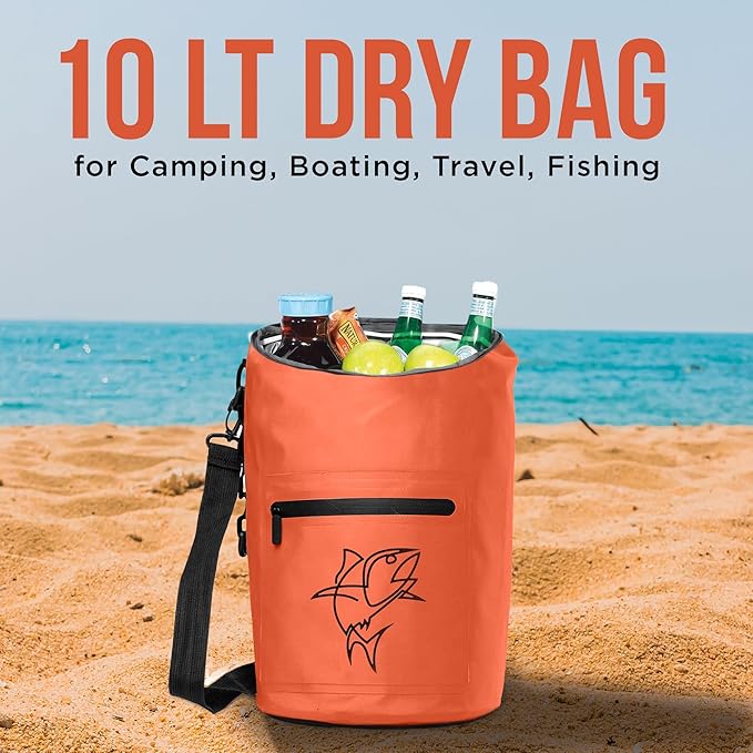 Floating Dry Bags - Pack of 2 Lightweight Dry Sack Backpack 15L Blue, 10L Orange - Easy Carry Waterproof Bags for Camping, Boating, Kayaking, Fishing