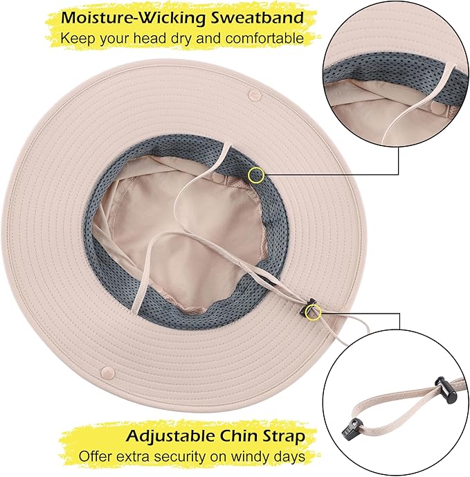 Connectyle Men's Sun Hat UPF 50+ Wide Brim Bucket Hats for Fishing Hiking Gardening Adjustable Boonie Hat Outdoor Safari Hats