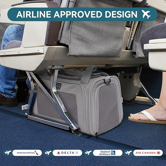 PETSFIT Cat Carrier Airline Approved, Soft Carrier for Small and Medium Cats Under 12 Lbs, Soft Cat Travel Bag, Kitten Carrier with Extendable Mat, Grey