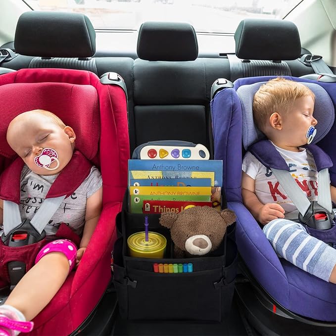 CASHINE Foldable Car Seat Organizer - Oxford Fabric Storage Box for Back Seat, Car Front Seat Organizer Universal Fit for Kids