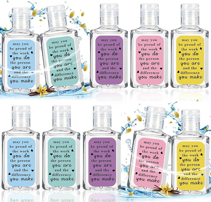 10 Pcs Thank You Gifts for Coworker Mini Hand Sanitize Gel Bulk Scent Hand Sanitizer Travel Size Inspirational Appreciation Gifts for Party Supplies Friends Teacher Employee