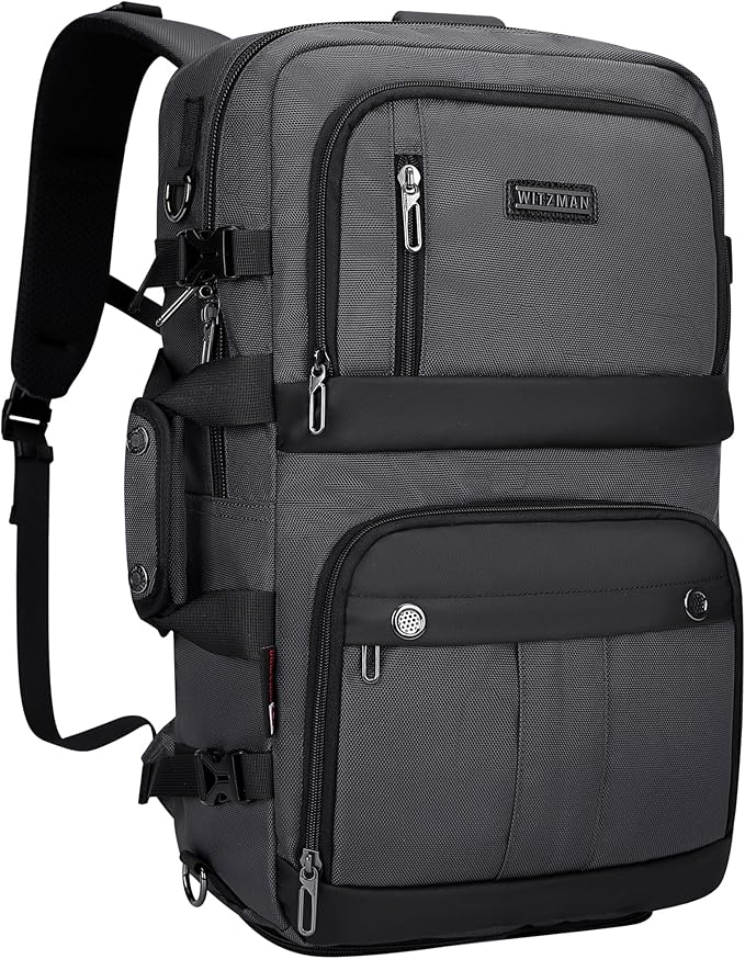 WITZMAN Carry on Travel Backpack for Men Women Laptop Backpack with USB Charging Port Airline Approved(B683 Silvery Grey)