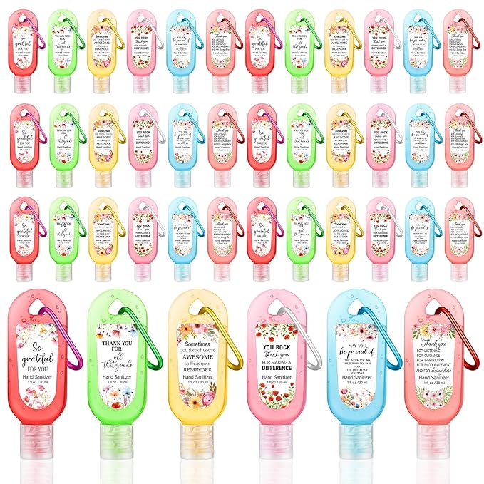 24 Pack Appreciation Hand Sanitizers Keychains Gifts Mini Thank You Hand Sanitizer Keychains Bulk Travel Size Appreciation Gift for Baby Shower Wedding Coworker Teacher Graduation Nurse Party