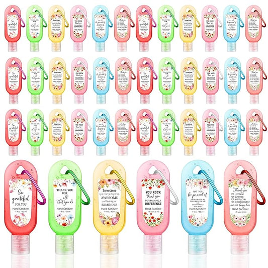 24 Pack Appreciation Hand Sanitizers Keychains Gifts Mini Thank You Hand Sanitizer Keychains Bulk Travel Size Appreciation Gift for Baby Shower Wedding Coworker Teacher Graduation Nurse Party