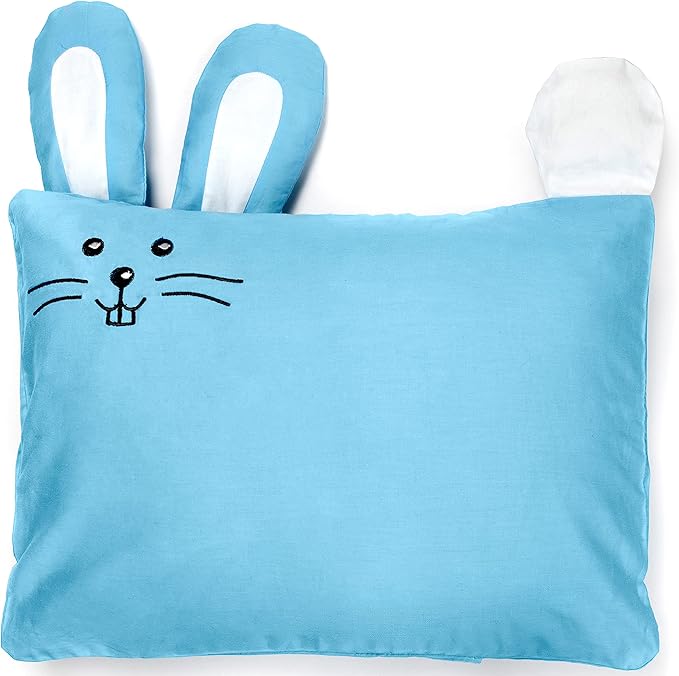 kinder Fluff Kids Pillow & Pillowcase Set 13x18in- 233T Cotton Pillow Covers & Down Alternative Pillow Fill - Hypoallergenic Kids Pillows for Small Children - Children & Travel Pillows Kid - Blue