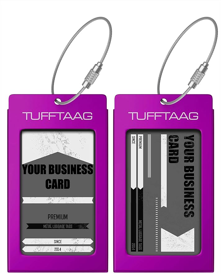 Luggage Tags Business Card Holder by TUFFTAAG - Durable Travel ID Bag Tag in Multiple Color Options, Perfect for Suitcases, Backpacks, and Carry-Ons, Easy Identification, Secure and Stylish