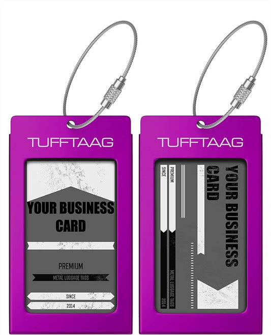 Luggage Tags Business Card Holder by TUFFTAAG - Durable Travel ID Bag Tag in Multiple Color Options, Perfect for Suitcases, Backpacks, and Carry-Ons, Easy Identification, Secure and Stylish