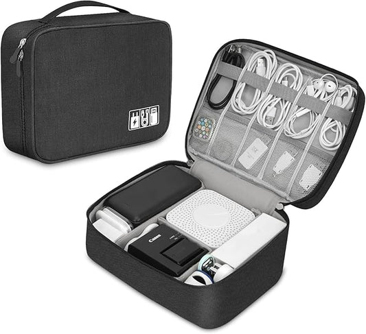Electronic Organizer Travel Universal Cable Organizer Electronics Accessories Bag for Cable, Charger, Phone, USB, SD Card,1Pack