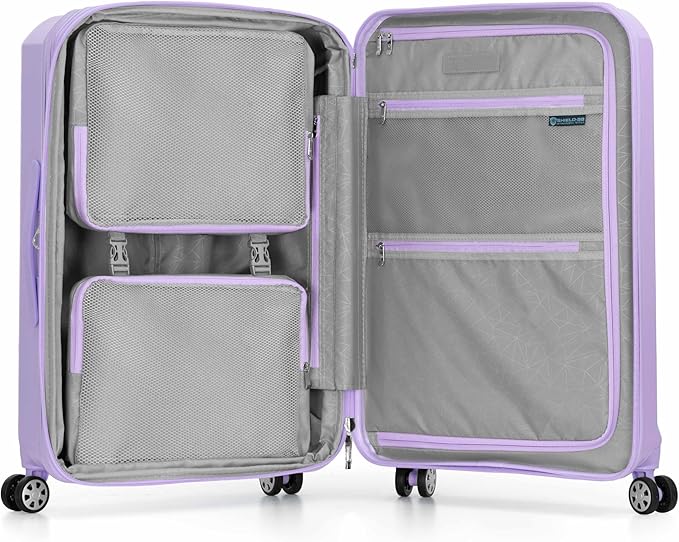 Traveler's Choice Pagosa Indestructible Hardshell Expandable Spinner Luggage, Lavender, 26-Inch Medium