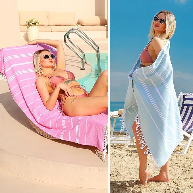 Beach Towel 2 Pack,Sand Free Beach Towels Oversized 39 x 72,Turkish Beach Towel Quick Dry Towel,Lightweight Pool Towels for Adults Travel Towel,Cool Beach Accessories Super Absorbent Towels