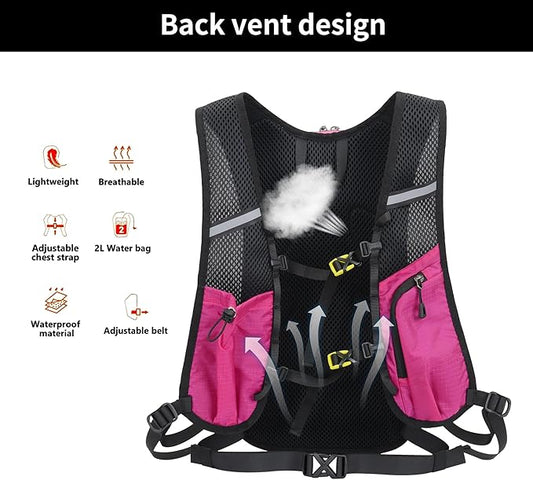 DOJUNS Hiking Backpack Lightweight Travel Backpack 20L Waterproof Hiking Daypacks Camping Backpack for Men Women (rose red)