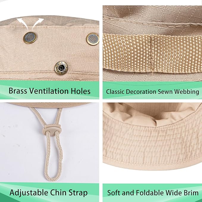 Sun Hats for Men Women Boonie Hat UPF 50+ Bucket Hat Wide Brim UV Protection Fishing Hiking Safari Outdoor Hats