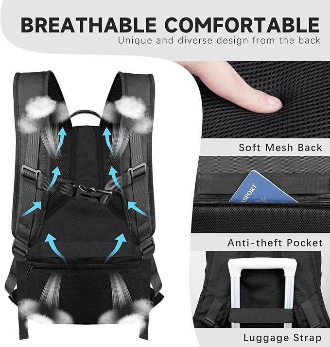 52L Extra Large Travel Backpack, 18.4 Inch Travel Laptop Backpack, Multiple Pockets 55L Carry on Backpack with USB Port, TSA Friendly Water Resistant College School Business Bag for Women, Red