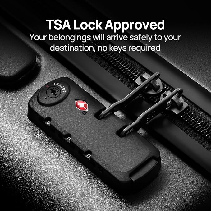 NINETYGO Luggage Sets 2 Piece, Carry On Luggage Airline Approved, Large Checked Luggage with Spinner Wheels, Lightweight, Hard Shell PC Suitcase Sets, TSA Approved, 20in/28in (Black, Rhine Basic)