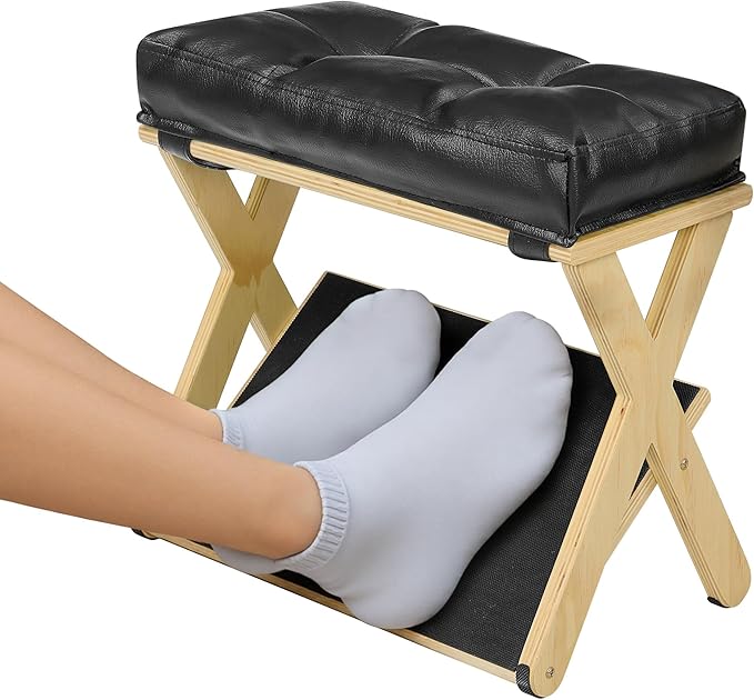 Foot Rest Under Desk, Wooden Desk Foot Rest with Non-Slip Rubber Stepping Surface, Ergonomic Under Desk Foot Stool, Enhances Posture, Office Home Work