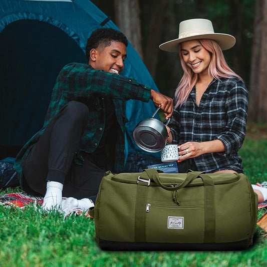 Lyweem Travel Duffel Bag for Men Duffle Bag Large Size for Women Weekender Overnight with Shoes Compartment Multifunctional Gym Bags 60L, Green