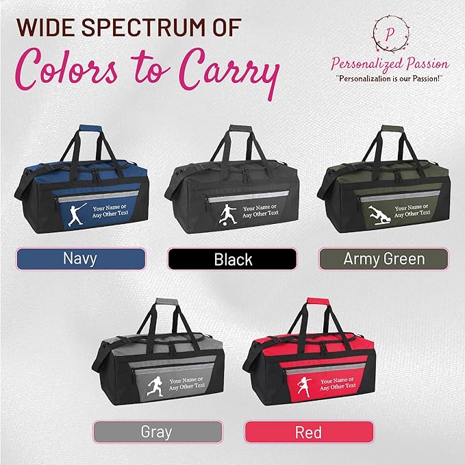 Personalized Sports Duffel Bags for Men and Women - 22” Customized Travel Duffle with Name & Boxing Design - Water Resistant Two-Toned Overnight Weekender Bag - Black