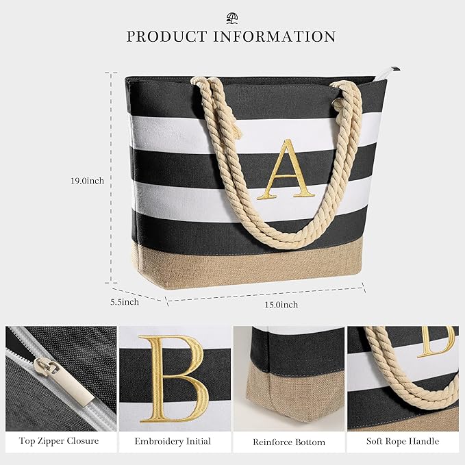 YOOLIFE Beach Bags for Women - Travel Canvas Beach Tote, Pool Waterproof Bag, Travel Essentials, Gifts for Women Birthday