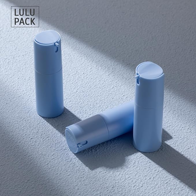 1 oz Airless Pump Bottles, Travel Lotion Container, Skincare Containers for Moisturizer (Plastic, Matte Blue, 3Pcs)