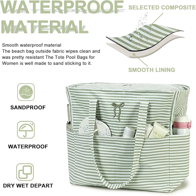 Beach Pool Bags Tote for Women Ladies Large Gym Tote Carry On Bag With Wet Compartment for Weekender Travel Waterproof