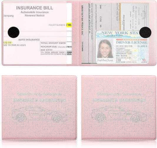 UYYE Car Registration and Insurance Card Holder, Vehicle Glove Box Car Organizer, Interior Car Accessories for Documents, Cards, License - 2 Pack