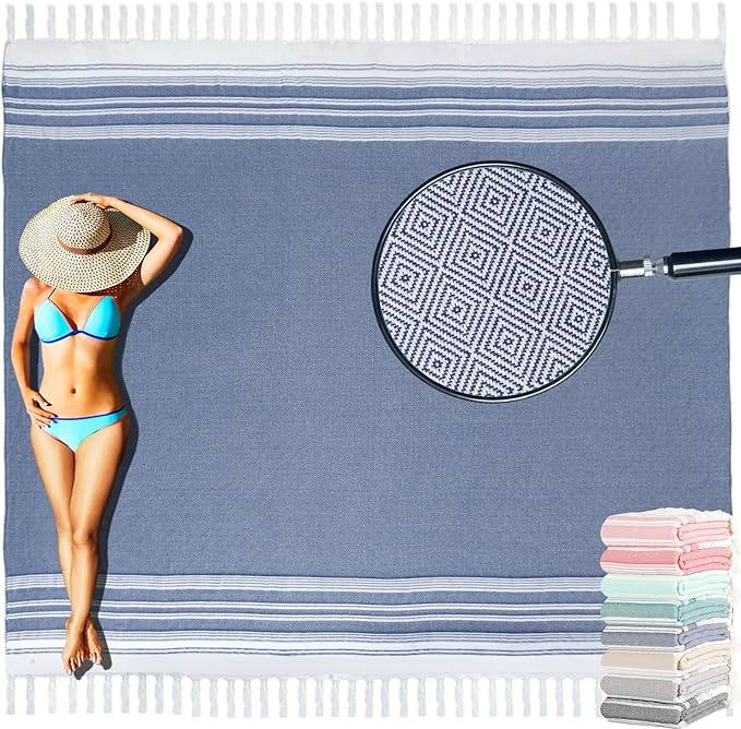 Oversized Turkish Beach Towel Blanket Cotton Giant XL Sandproof Towels Huge Linen XXL Extra Large Big Throw Quilt Blankets for Adults Cloud Travel Camping Glamping Accessories Essentials