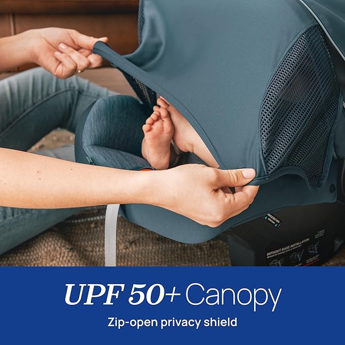 Chicco KeyFit Max Zip ClearLux Infant Car Seat and Base, Rear-Facing Seat for Infants 4-30 lbs., Zip-Open Privacy Shield, Compatible with Chicco Strollers, Baby Travel Gear | Verona/Grey
