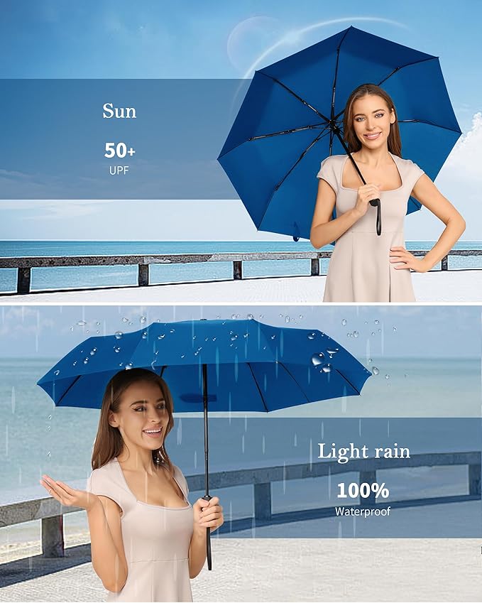 Windproof Travel Umbrella, Automatic Folding Compact Lightweight Umbrella for Women & Men, Durable and Portable, Fits Easily in Purse or Backpack