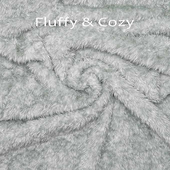 MACEVIA Fluffy Fleece Dog Blankets,Warm Soft Fuzzy Pets Blanket for Puppy,Small,Medium,Large Dogs and Cats,Plush Pet Throws for Bed,Couch,Sofa,Travel(24x29 Inch, Light Gray)
