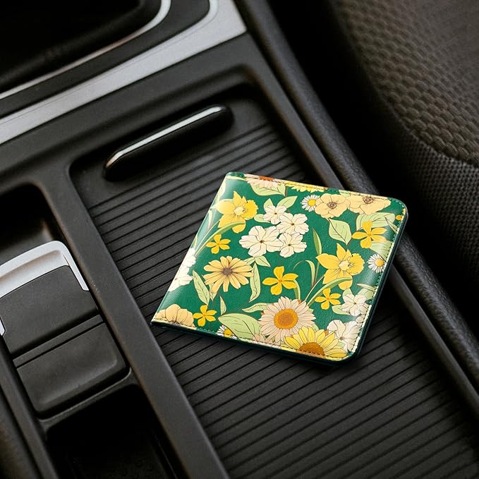 CoBak Car Registration and Insurance Holder - Vehicle Glove Box Car Organizer, Auto Truck Comparment Accessories Case for Essential Document, Driver License, Cards (Blossom Forest Green)