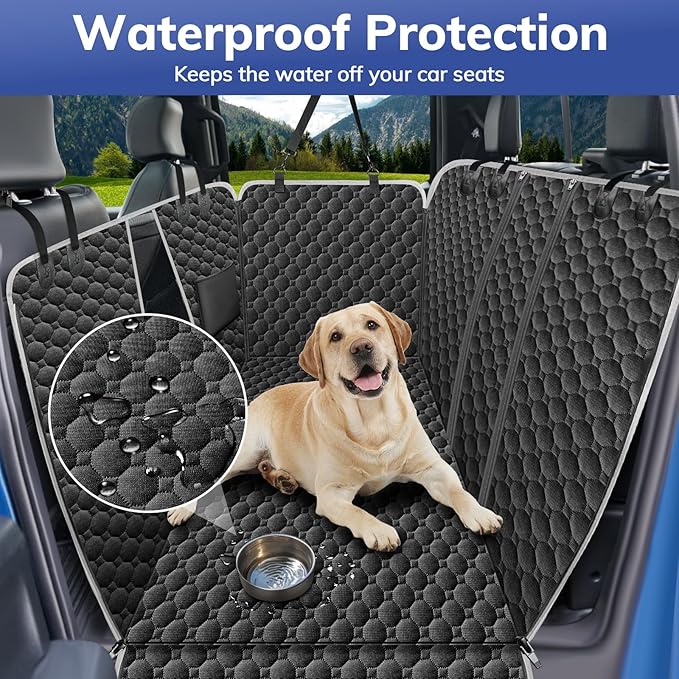 Mancro Truck Back Seat Pet Cover for Dogs, XXL Dog Hammock for Truck with Zipper Side Flap, Waterproof Floor Backseat Covers for Full Size Crew Cab Trucks with Fold Up Seats, for Ford F150 Accessories