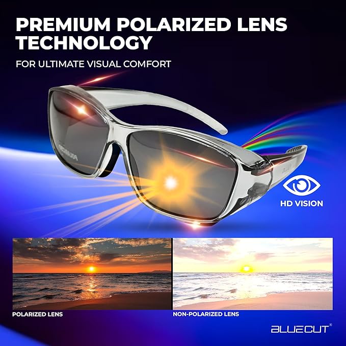 BLUE CUT Fit Over Polarized Sunglasses Solar Shield Sunglasses To Wear Over Glasses