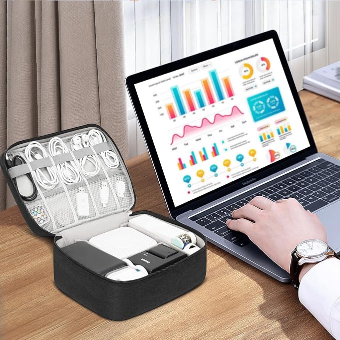 Electronic Organizer Travel Universal Cable Organizer Electronics Accessories Bag for Cable, Charger, Phone, USB, SD Card,1Pack