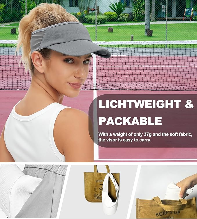 Sun Visor Hats for Men Women Lightweight Portable Stretchy Sun Hat for Running Tennis Golf