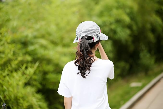 icolor Women Sun Hats UPF 50 Sun Protection Hat Summer Outdoor Neck Shield Flap Visor Hat Ponytail Hats Wide Brim Beach Hat