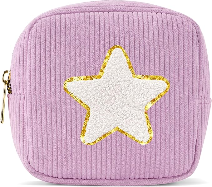 Pocmimut Makeup Bag,Teen Girl Gifts Trendy Stuff for 6 7 8 9 10 11 12 Year Old Girls,Initial Cosmetic Bag Gifts Graduation Teacher Gifts,Star