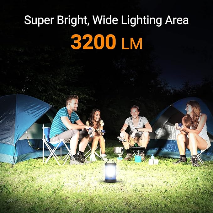 Camping Lantern, 3200LM LED Lanterns for Power Outages, 4600mAh Phone Charger & Rechargeable Lantern, 5 Light Modes Lantern Flashlight for Hurricane/Emergency/Storm, CT CAPETRONIX Camping Accessories