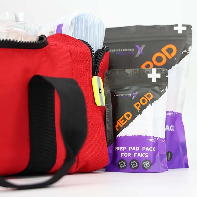 Lightning X Value Compact Medic First Responder EMS/EMT Stocked Trauma Bag w/Basic Fill Kit A - RED